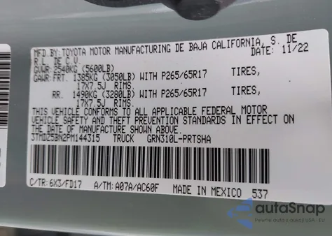 2023 Toyota Tacoma Double Cab/Sr5/Trd Sport/Trd Off Road from USA, damaged, VIN 3TMDZ5BN2PM144315